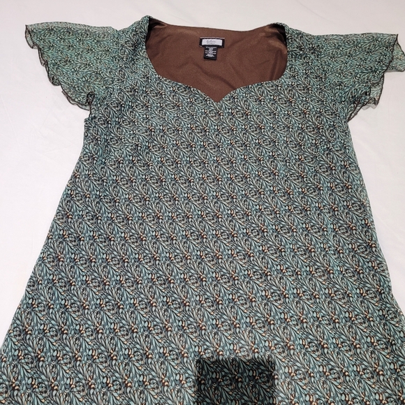 Prairie 18W Sheath Peasant Bohemian Boho Sheer Chiffon Cottage Country Plaid - Picture 11 of 16